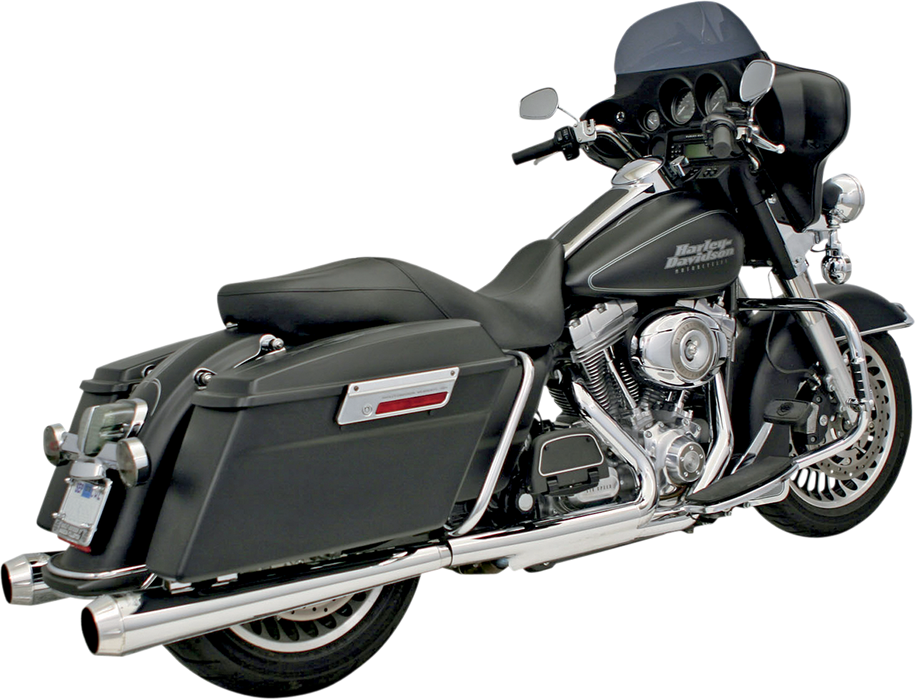 BASSANI XHAUST Megaphone Mufflers - Chr/Pol - Tapered - Performance Baffle FLH-517L