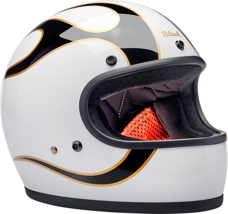 BILTWELL Gringo Helmet - Flames - White/Black - XL 1002-561-505