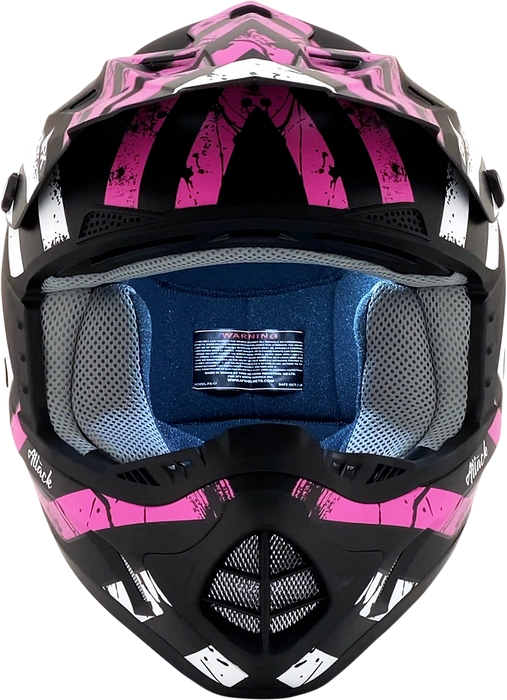 AFX FX-17Y Motorcycle Helmet - Attack - Matte Black/Fuchsia - Medium 0111-1412