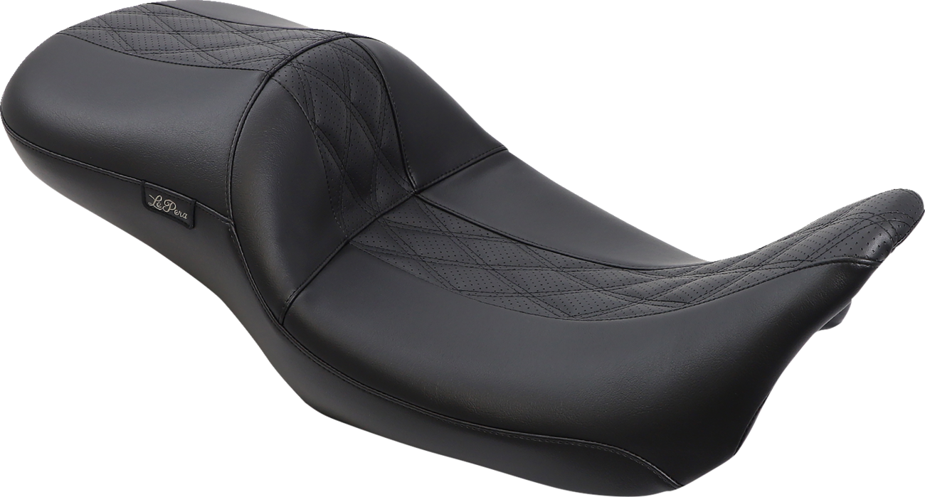 LE PERA Maverick Daddy Long Legs Seat - Black W/Black HR Inlay Double Diamond - FLH LK-957DLHR2