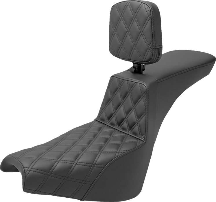 SADDLEMEN Tour Step Up Seat - Rider Backrest - Front Lattice Stitch - FXBB/FXST '18-'22 818-30-192BR