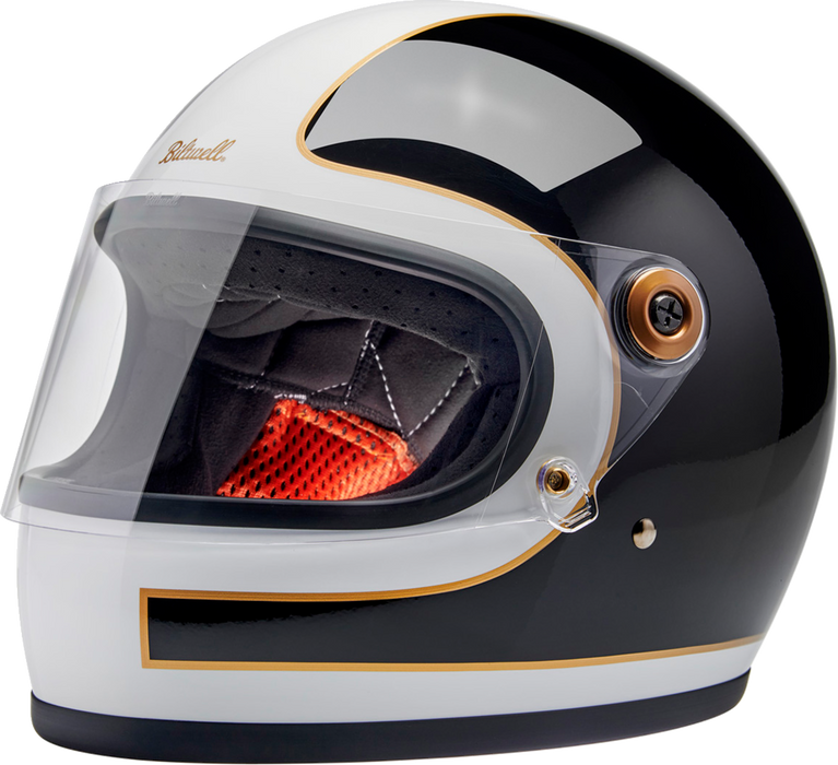 BILTWELL Gringo S Helmet - Gloss White/Black Tracker - Small 1003-566-502