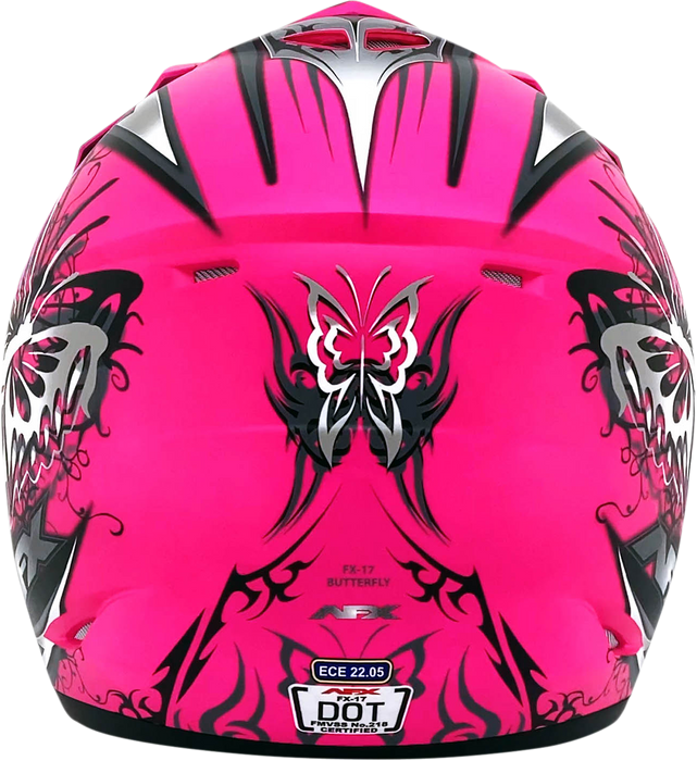 AFX FX-17 Motorcycle Helmet - Butterfly - Matte Hot Pink - Large 0110-7109