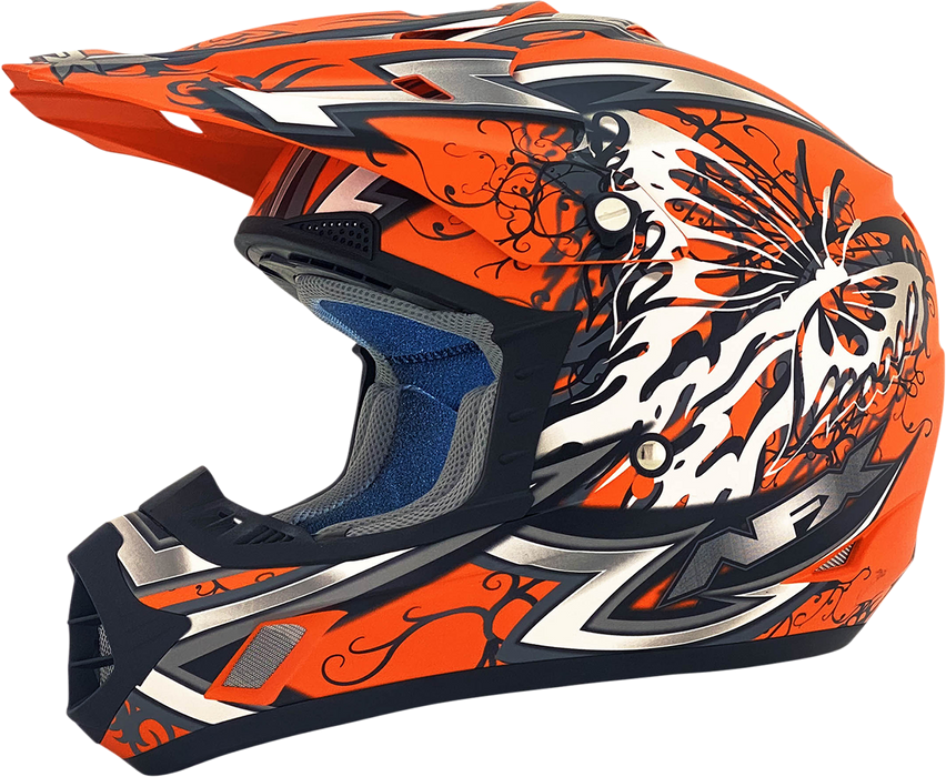 AFX FX-17Y Motorcycle Helmet - Butterfly - Matte Orange - Large 0111-1383