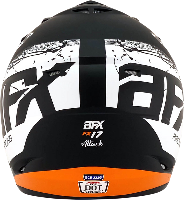 AFX FX-17 Motorcycle Helmet - Attack - Matte Black/Orange - Large 0110-7157