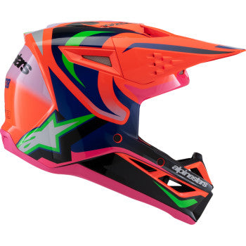 ALPINESTARS Youth SM3 Motorcycle Helmet - Deegan - Gloss Orange Fluo/Purple/Pink Fluo - Large  8301425-433-YL