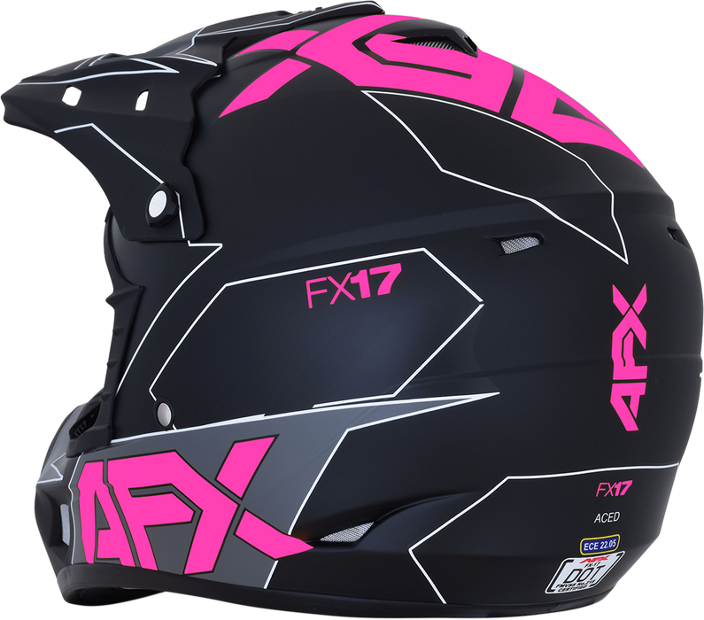 AFX FX-17 Motorcycle Helmet - Aced - Matte Black/Pink - XS 0110-6509