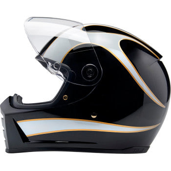 BILTWELL Lane Splitter Helmet - Gloss Black/White Flames - XS 1004-570-501