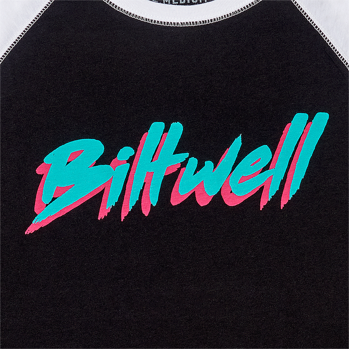 BILTWELL Women's 1985 Raglan T-Shirt - Black/White - Large 8144-060-004