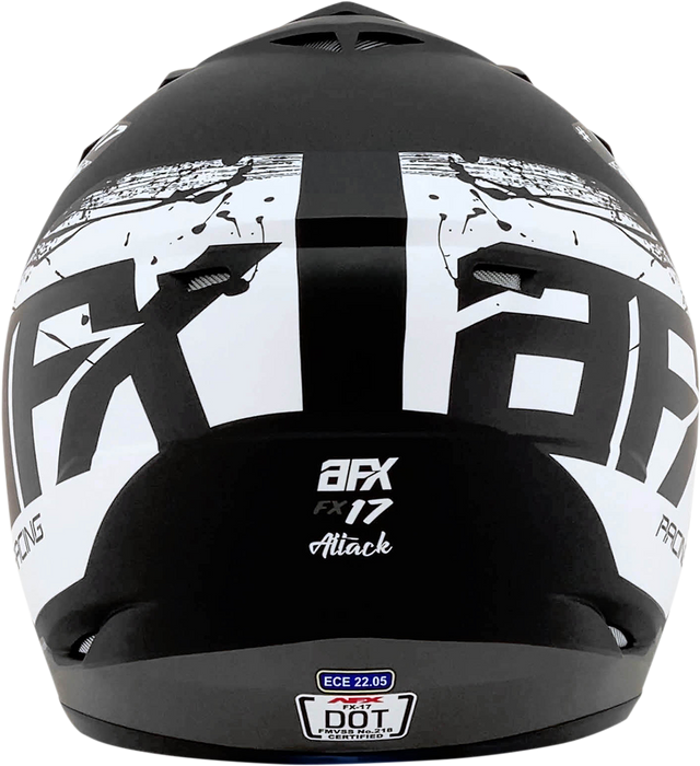 AFX FX-17 Motorcycle Helmet - Attack - Matte Black/Silver - XS 0110-7142