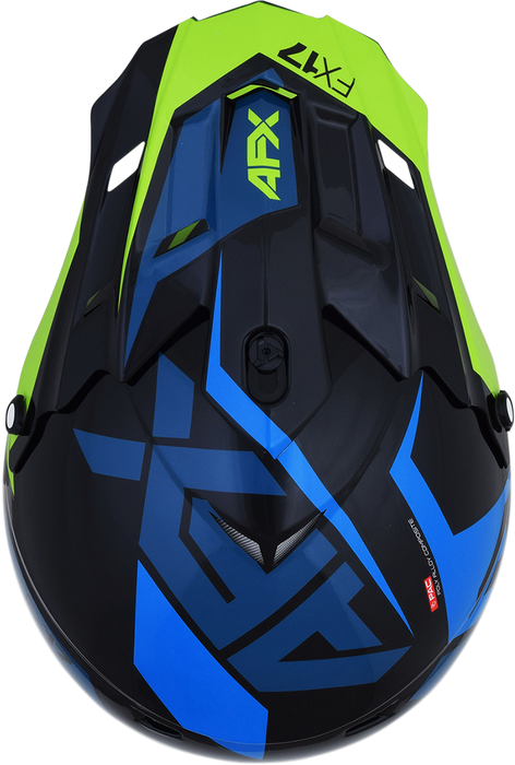 AFX FX-17 Helmet - Aced - Blue/Lime - Large 0110-6501