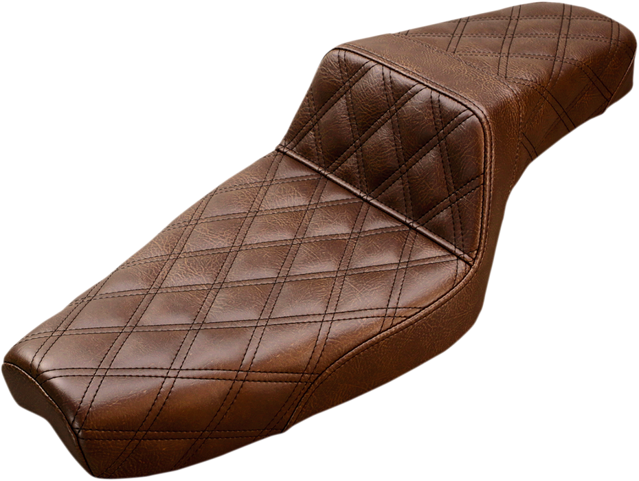 SADDLEMEN Step-Up Seat - Full Lattice Stitch - Brown - XL 807-03-175BR