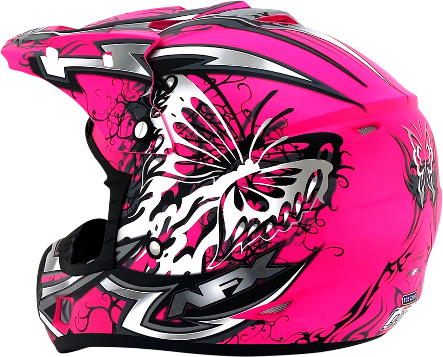 AFX FX-17 Motorcycle Helmet - Butterfly - Matte Hot Pink - Large 0110-7109