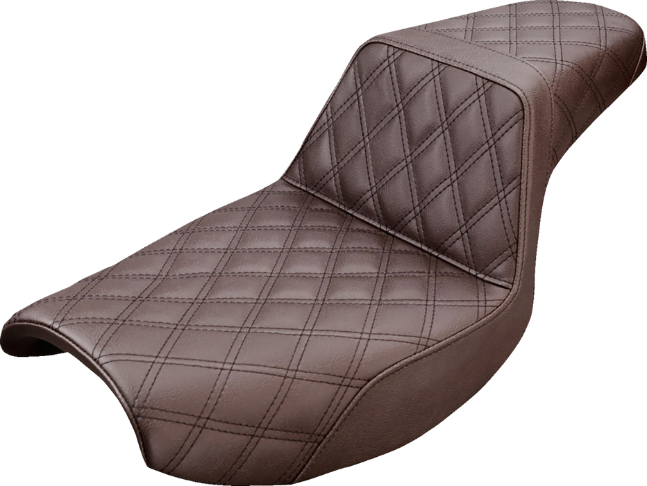 SADDLEMEN Step-Up Seat - Full Lattice Stitch - Brown - FXR 882-09-175BR