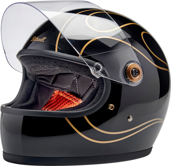 BILTWELL Gringo S Helmet - Gloss Black Flames - XS 1003-567-501