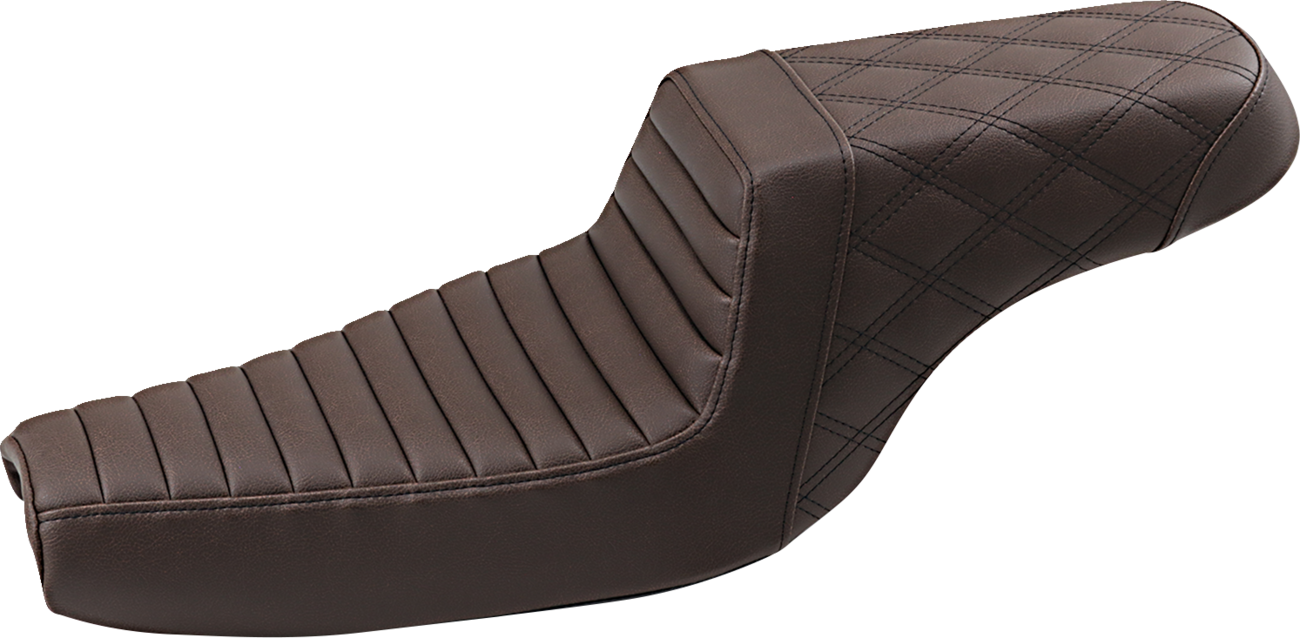 SADDLEMEN Step-Up Seat - Front Tuck-n-Roll/Rear Lattice Stitch - Brown 807-11-176BR