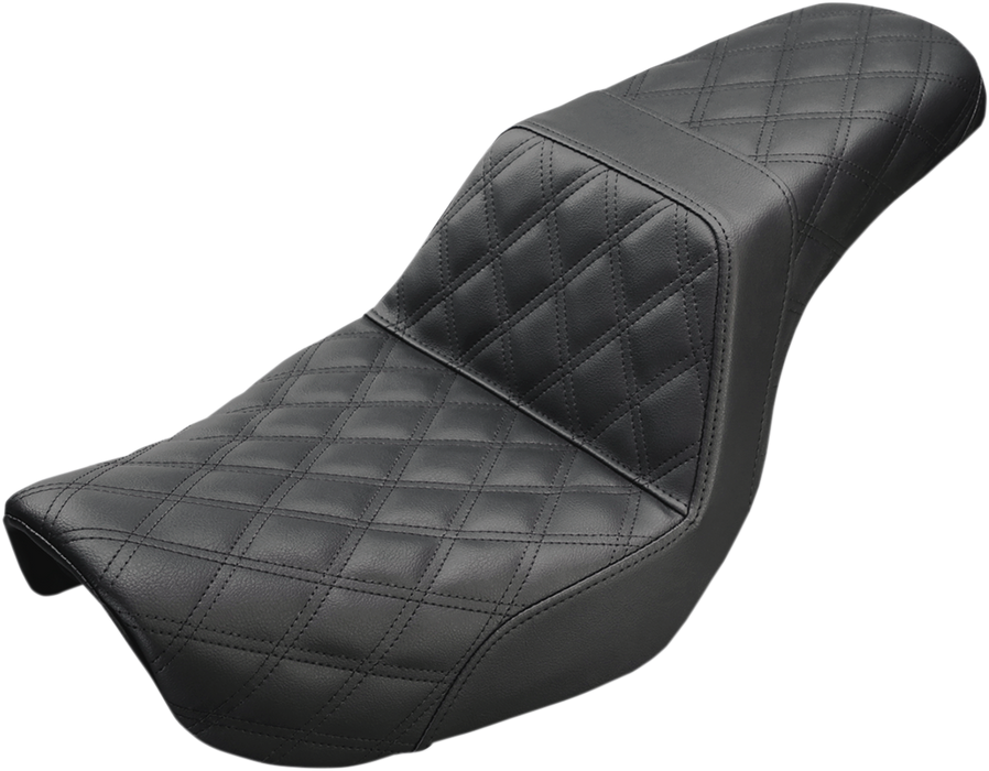 SADDLEMEN Step-Up Seat - Full Lattice Stitch - Black - Dyna 804-04-175