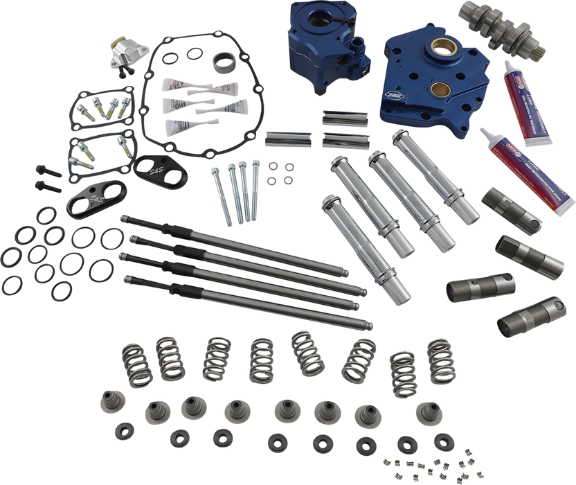 S&S CYCLE Cam Chest Kit with Plate M8 - Chain Drive - Oil Cooled - 540 Cam - Chrome Pushrods 310-1118A