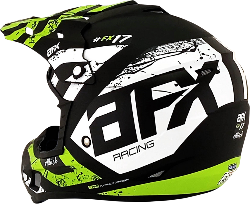 AFX FX-17 Motorcycle Helmet - Attack - Matte Black/Green - XS 0110-7178