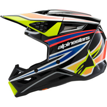 ALPINESTARS Youth SM3 Motorcycle Helmet - Wurx - Gloss Black/Yellow Fluo/Blue/Red - Small 8302025-1574-YS