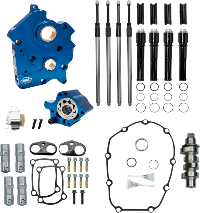 S&S CYCLE Cam Chest Kit with Plate M8 - Chain Drive - Oil Cooled - 465 Cam - Black Pushrods 310-1011B