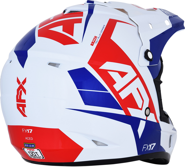 AFX FX-17 Helmet - Aced - Red/White/Blue - Large 0110-6481