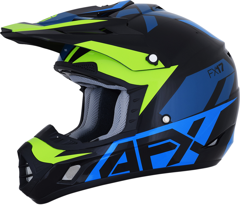 AFX FX-17 Motorcycle Helmet - Aced - Blue/Lime - Medium 0110-6500