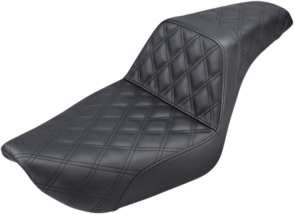 SADDLEMEN Step-Up Seat - Full Lattice Stitch - Black - Dyna 896-04-175