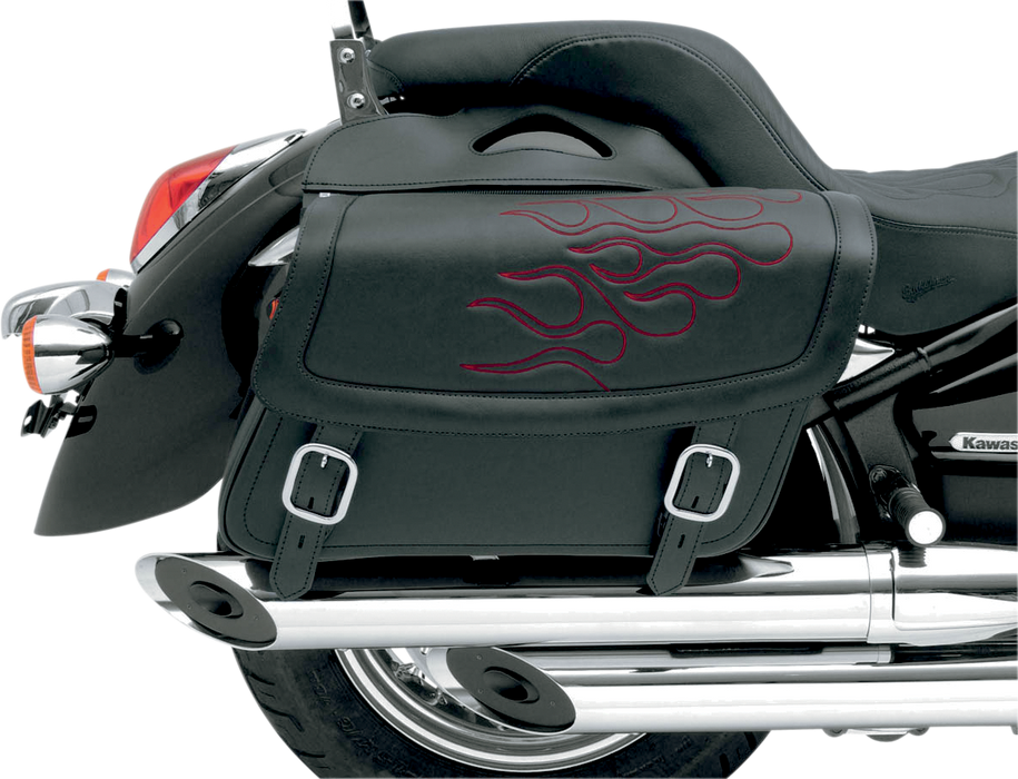 SADDLEMEN Flame Saddlebag - Dark Red - Jumbo X021-05-0425