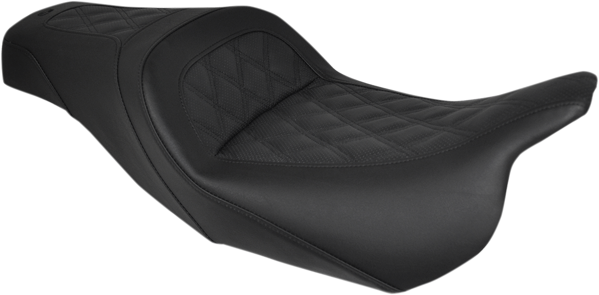 SADDLEMEN Slim Seat - Black - Lattice Stitch - '08-'23 FL 808-07B-162