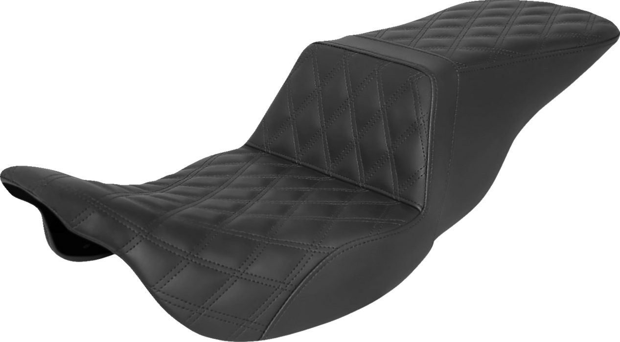 SADDLEMEN Step-Up Seat - Full Lattice Stitch - Black - FLH/FLT 808-07B-195