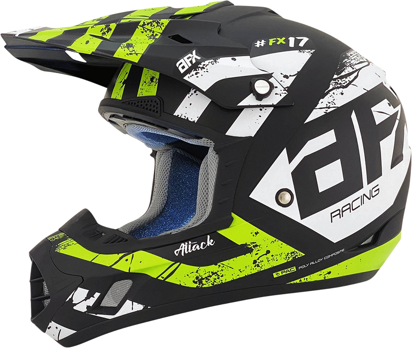 AFX FX-17 Motorcycle Helmet - Attack - Matte Black/Green - XS 0110-7178