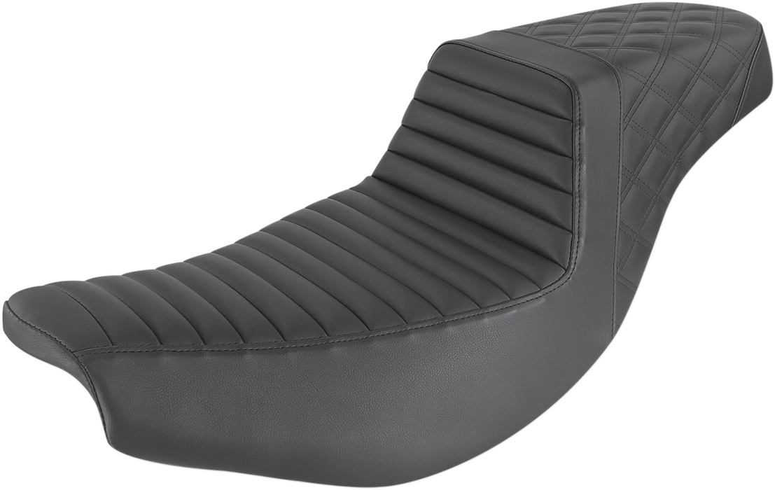 SADDLEMEN Step Up Seat - Front Tuck-n'-Roll/Rear Lattice - Black - Indian I14-07-176