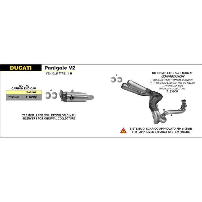 71239CP Arrow Full Titanium Exhaust Ducati Panigale V2 2020-2024  Undertail Racing Competition
