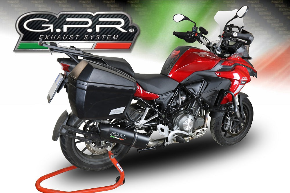 GPR Exhaust for Benelli Trk 502 2017-2020, Furore Evo4 Nero, Slip-on Exhaust Including Link Pipe and Removable DB Killer