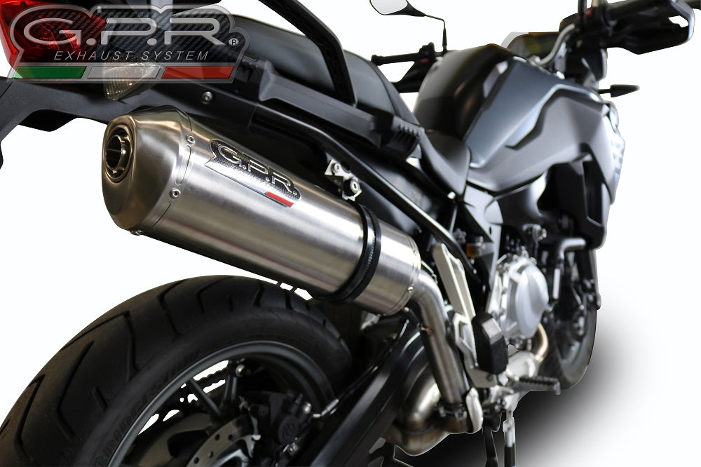 GPR Exhaust for Bmw F700GS 2018-2020, Satinox, Slip-on Exhaust Including Removable DB Killer and Link Pipe