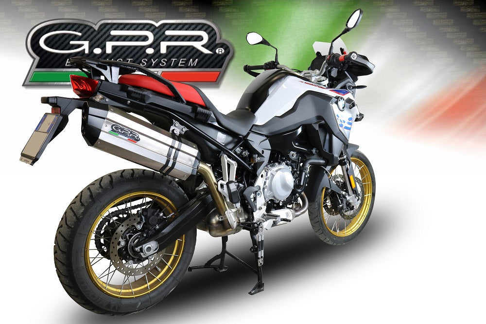 GPR Exhaust for Bmw F850GS - Adventure 2018-2020, Sonic Titanium, Slip-on Exhaust Including Removable DB Killer and Link Pipe