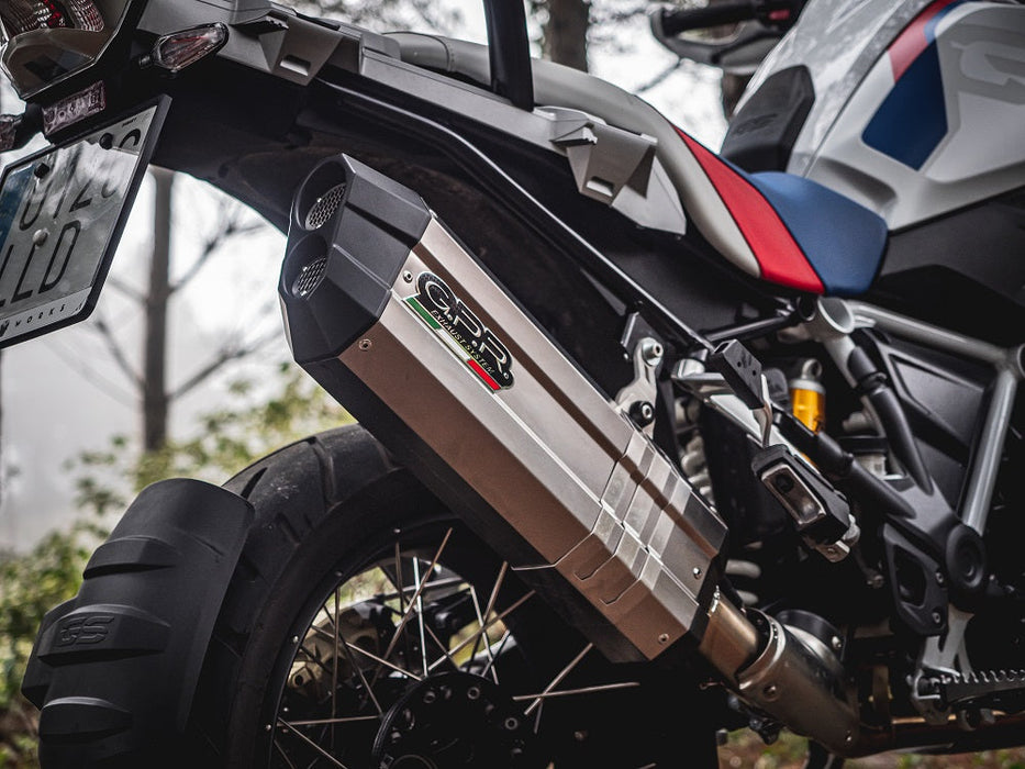 GPR Exhaust for Bmw R1250GS - Adventure 2019-2020, Sonic Titanium, Slip-on Exhaust Including Removable DB Killer and Link Pipe