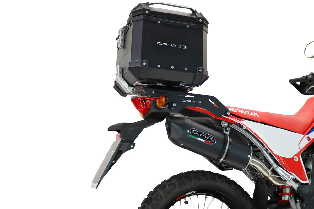 Honda CRF 300 Rally 2021-2023 GPR TECH 35 L Aluminum Top Case, black color including, roof rack and specific plate