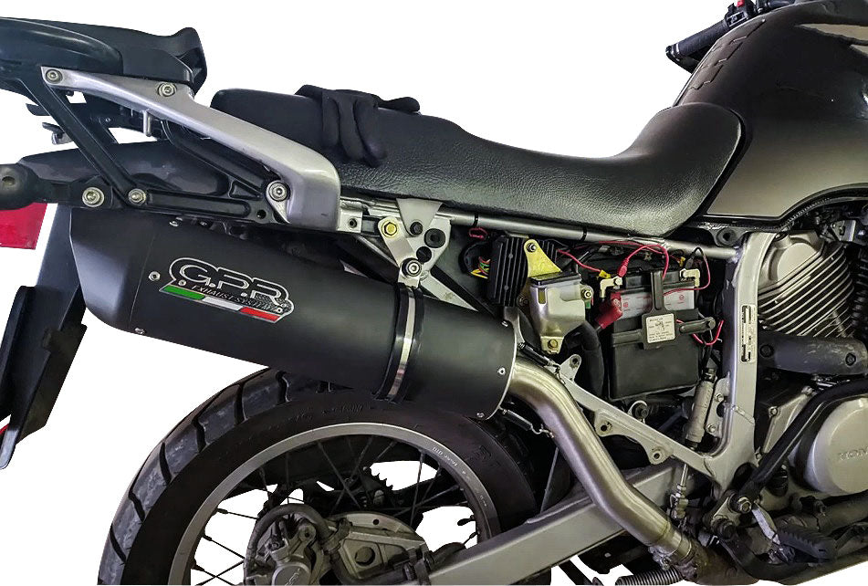 GPR Exhaust System Honda Transalp XL600V 1996-1999, Furore Nero, Slip-on Exhaust Including Removable DB Killer and Link Pipe