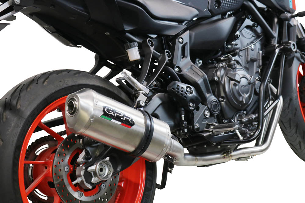 GPR Exhaust System Yamaha MT07 2021-2023, Satinox , Full System Exhaust, Including Removable DB Killer