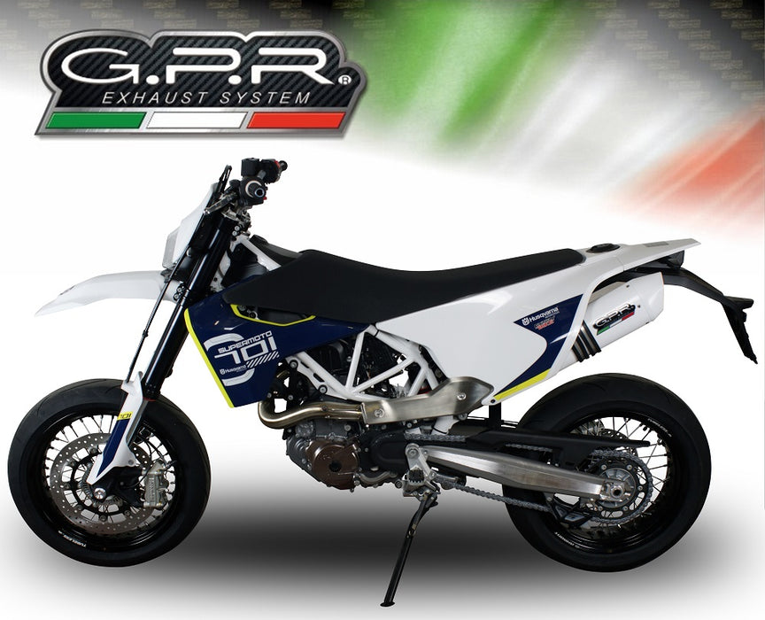 GPR Exhaust System Husqvarna Supermoto 701 2015-2016, Albus Ceramic, Slip-on Exhaust Including Removable DB Killer and Link Pipe