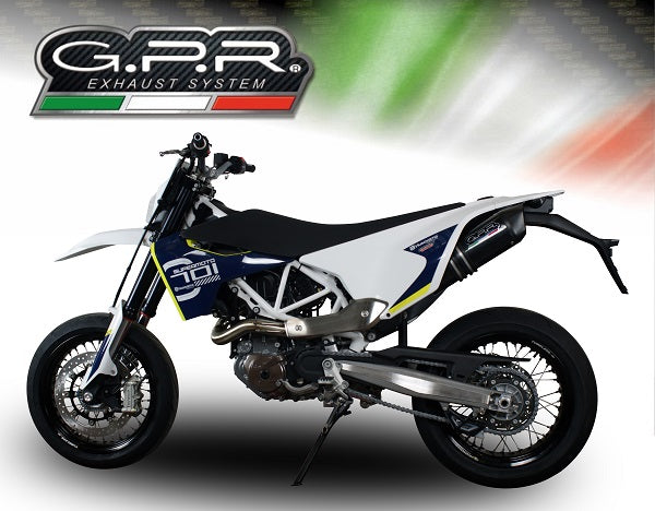 GPR Exhaust System Husqvarna Enduro 701 2021-2023, Furore Evo4 Nero, Slip-on Exhaust Including Link Pipe and Removable DB Killer