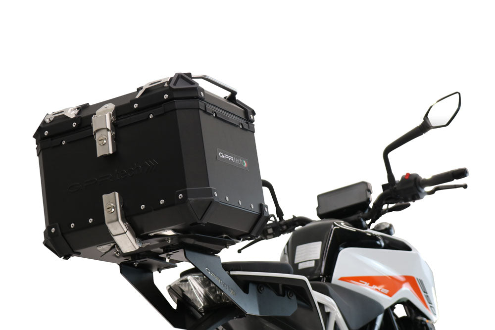 Ktm Duke 250 2017-2020 GPR TECH 26 L Aluminum Top Case, black color including, roof rack and specific plate