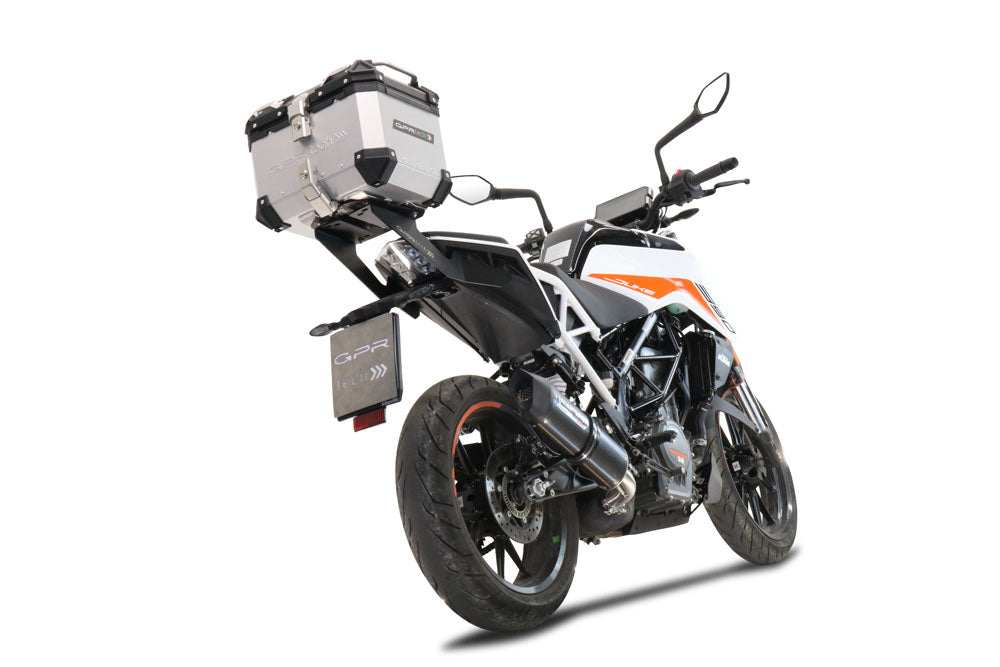 Ktm Duke 390 2021-2023 GPR TECH 26 L Aluminum Top Case, silver color,  including roof rack and specific plate