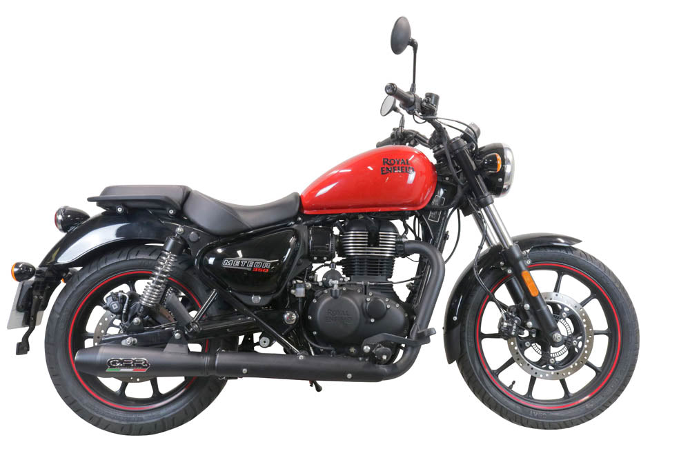 GPR Exhaust System Royal Enfield Meteor 350 2021-2023, Ultracone Nero, Slip-on Exhaust Including Link Pipe