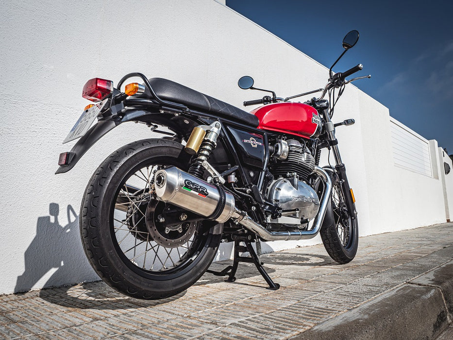 GPR Exhaust System Royal Enfield Interceptor 650 2019-2020, Satinox, Dual slip-on Exhausts Including Removable DB Killers and Link Pipes