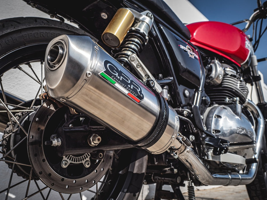 GPR Exhaust System Royal Enfield Interceptor 650 2019-2020, Satinox, Dual slip-on Exhausts Including Removable DB Killers and Link Pipes